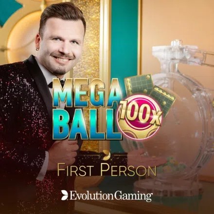 First Person Mega Ball logo by Evolution Melbet Casino