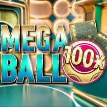 Official Live Dealer logo: Mega Ball 100x by Evolution at Melbet Casino
